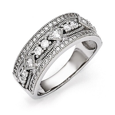 Ring Sterling Silver &amp; Cubic Zirconia Polished QMP1030, MPN: QMP1030, 886774577814