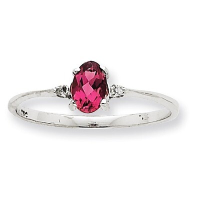 Polished Geniune Dia Pink Tourmaline Birthstone Ring 10k White Gold 10XBR223, MPN: 10XBR223, 191101…
