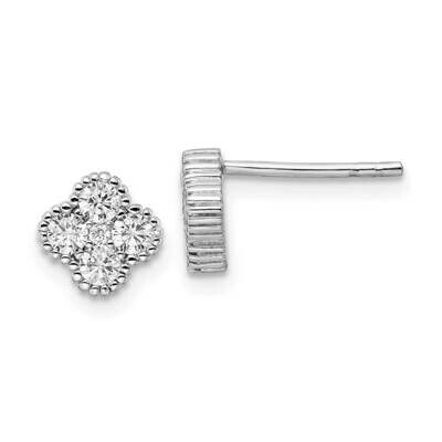 CZ Diamond Post Earrings Sterling Silver Rhodium-Plated QE16120, MPN: QE16120, 196904169315