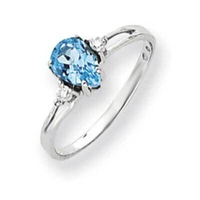 7x5mm Pear Blue Topaz Checker Diamond Ring 14k White Gold Y4626BC_AA, MPN: Y4626BC_AA, 883957471211