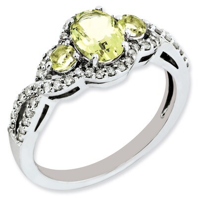 Lemon Quartz Ring Sterling Silver Diamond QR3082LQ, MPN: QR3082LQ, 883957437033