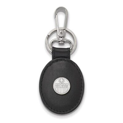Edmonton Oilers Black Leather Oval Key Chain Sterling Silver SS012OIL-K1, MPN: SS012OIL-K1, 8867747…