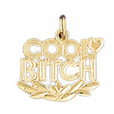 Dazzlers Jewelry Cool Bitch Pendant Necklace Charm Bracelet in Yellow, White or Rose Gold 10650, MP…