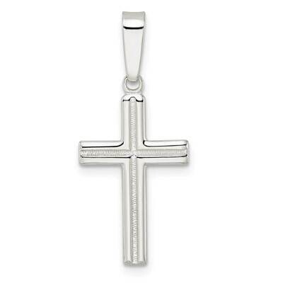 Satin Center Latin Cross Pendant Sterling Silver Polished QC11099, MPN: QC11099,