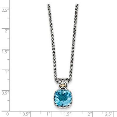 Blue Topaz Necklace Sterling Silver &amp; 14k Gold QTC782, MPN: QTC782, 883957498461