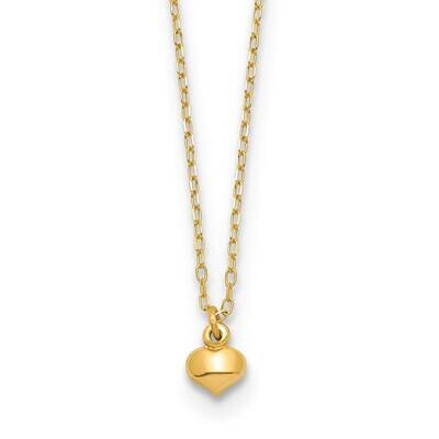 Puffed Heart 16.5 Inch Necklace 14k Gold Polished SF2869-16.5, MPN: SF2869-16.5, 191101732102