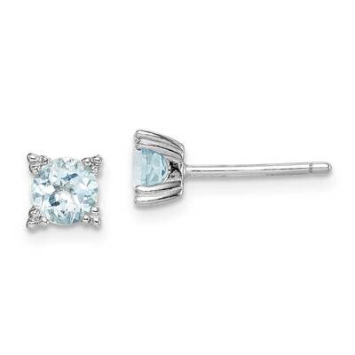 Round 5mm Blue Topaz Post Earrings Sterling Silver Rhodium-plated QE15230, MPN: QE15230, 1911018446…