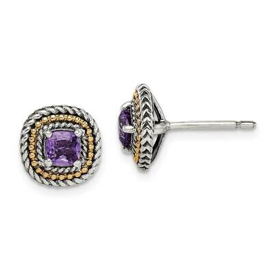 Amethyst Square Post Earrings Sterling Silver with 14k Gold Accent QTC1571, MPN: QTC1571, 883957620…