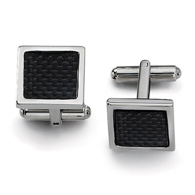Black Carbon Fiber Cufflinks - Stainless Steel SRC167 by Chisel, MPN: SRC167, 883957737430