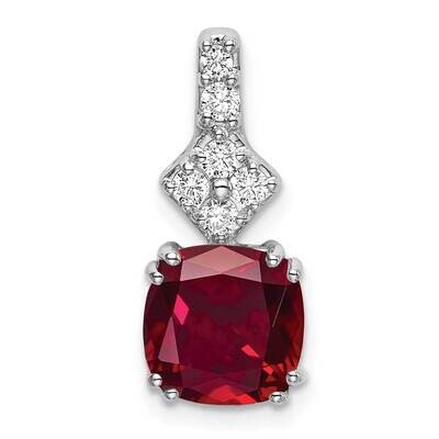 Created Ruby Pendant 14k White Gold Lab Grown Diamond PM7515-CRU-020-WLG, MPN: PM7515-CRU-020-WLG, …