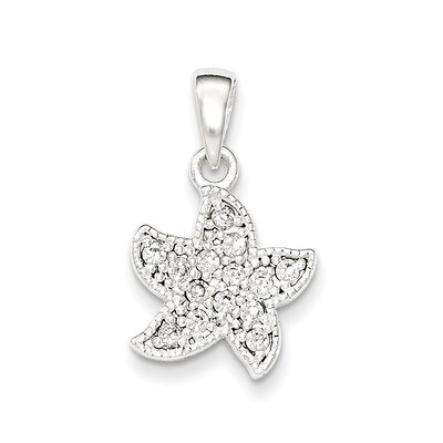Rhodium-plated CZ Star Pendant Sterling Silver QC8690