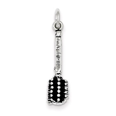 Sterling Silver Antiqued Round Hair Brush Charm QC7712