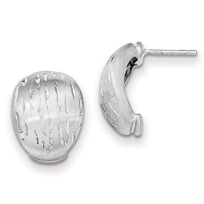 Satin-Diamond-cut Curved Post Earrings Sterling Silver QE11717