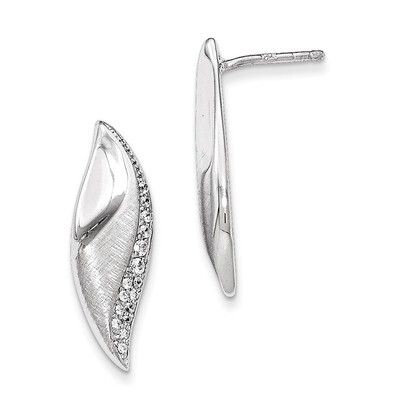 Polished CZ Fancy Post Earrings Sterling Silver QE12297