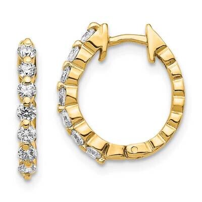 Hinged Hoop Earrings 14k Gold AA Diamond EM5409-050-YA, MPN: EM5409-050-YA, 883957336848
