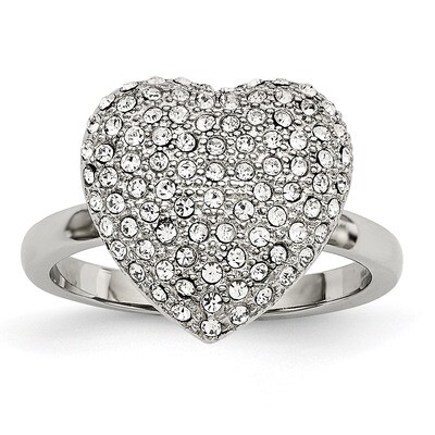 Preciosa Crystal Heart Ring Stainless Steel Polished SR590 by Chisel, MPN: SR590, 191101556203