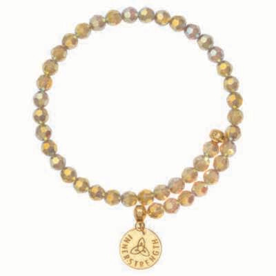 Nikki Lissoni Bangle with Golden Facet Round Glass Beads of 6mm with One Fixed Charm Inner Strength…