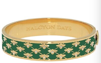 Halcyon Days 13mm Bee Sparkle Emerald Gold -Hinged Bangle Bracelet HBBES0913G, MPN: HBBES0913G,