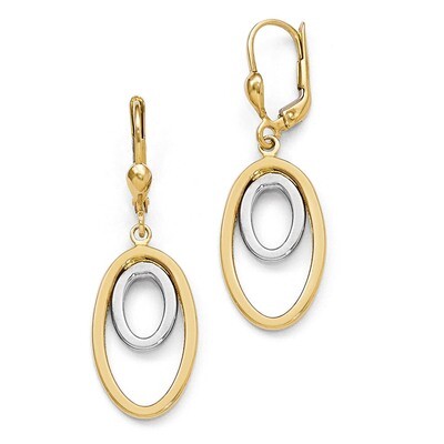 Leslie&#39;s Polished Dangle Leverback Earrings - 14k Gold Two-tone HB-LE675, MPN: LE675, 191101471490