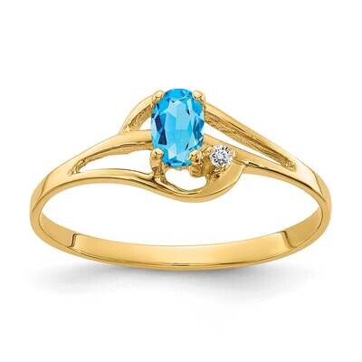 5x3mm Oval Blue Topaz AA Diamond Ring 14k Gold X9712BT/AA, MPN: X9712BT/AA, 883957629346