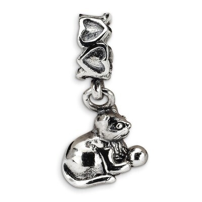 Kitten with Ball Dangle Bead - Sterling Silver QRS1612, MPN: QRS1612, 883957307268