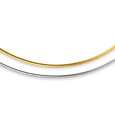 2mm Reversible with Extender Cubetto Necklace Sterling Silver &amp; 14k Gold-plated RSM1-16, MPN: RSM1-…