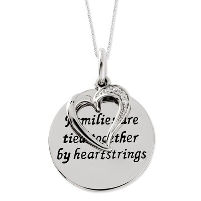 Diamond Families Are Tied Together 18 Inch Heart Necklace Sterling Silver Antiqued QSX509, MPN: QSX…