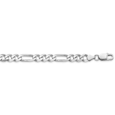 7.5mm Figaro Chain 20 Inch Sterling Silver Rhodium-Plated QFG200R-20, MPN: QFG200R-20,