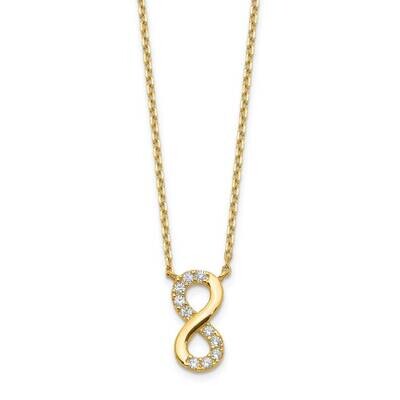 Infinity Symbol with 2 inch Extender Necklace 14k Gold CZ Diamond SF2765-18, MPN: SF2765-18, 883957…