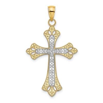 Scalloped Edges Cross Charm 14k Gold Rhodium K9274, MPN: K9274, 637218174881