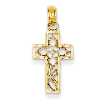 Filigree Cross Pendant 14k Gold Diamond-cut C3791, MPN: C3791, 637218118748