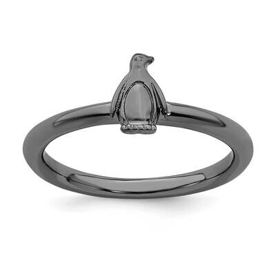 Black-plated Penguin Ring Sterling Silver QSK1957, MPN: QSK1957, 191101722301