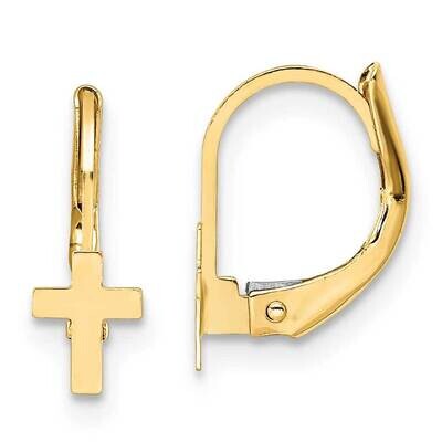 Cross Leverback Earrings 14k Gold Polished GK1112 by Madi K, MPN: GK1112, 883957973562