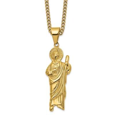 Yellow Ip-Plated Saint Jude 24 Inch Necklace Stainless Steel Polished SRN2833-24 by Chisel, MPN: SR…
