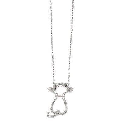 Mystique 18 Inch Cat Necklace Sterling Silver with Diamonds QDF100, MPN: QDF100, 191101187131