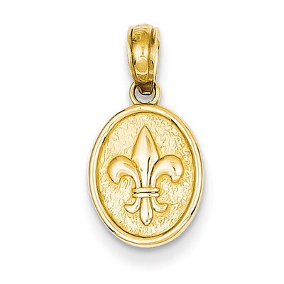 Small Fleur De Lis in Oval Pendant 14k Gold Polished D4369, MPN: D4369, 637218151257