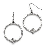 Polished Textured Synthetic Diamond Shepherd Hook Earrings - Stainless Steel SRE757 by Chisel, MPN:…