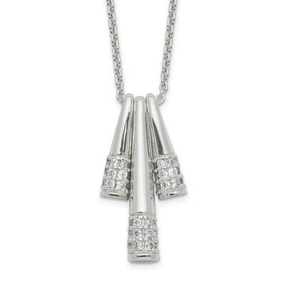 CZ Diamond Fancy Necklace 18 Inch Sterling Silver Polished QG6107-18, MPN: QG6107-18, 196904162736