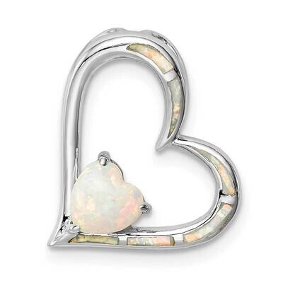 Created Opal Heart Chain Slide Sterling Silver Rhodium-plated QP5385, MPN: QP5385, 883957872605