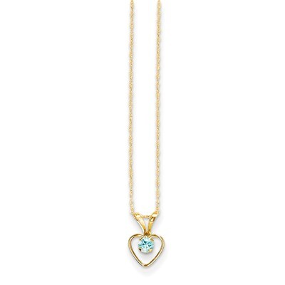 3mm Blue Zircon Heart Birthstone Necklace 15 Inch - 14k Gold GK414-15 by Madi K, MPN: GK414-15, 886…