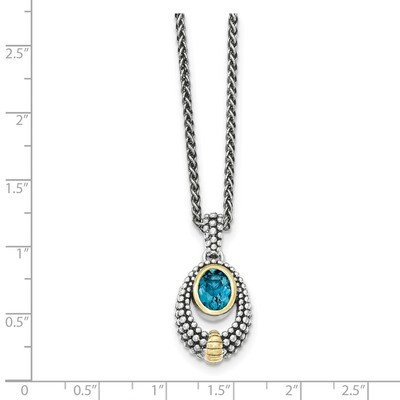 London Blue Topaz Necklace Sterling Silver with Gold-tone Flash Gold-plated QTC1380, MPN: QTC1380, …