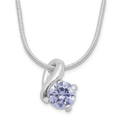 Purple CZ Diamond Necklace 18 Inch Sterling Silver QH682-18, MPN: QH682-18, 883957055152