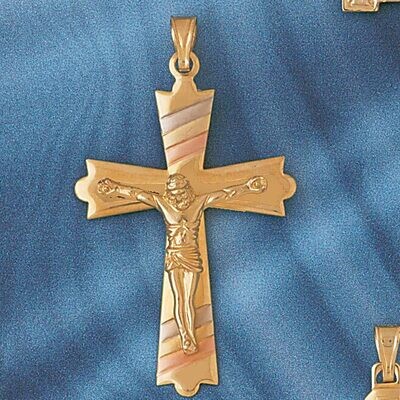 Dazzlers Jewelry Two Tone Jesus Christ on Cross Pendant Necklace Charm Bracelet in Yellow, White or…