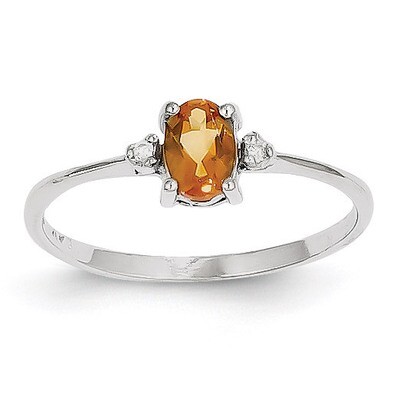 Diamond &amp; Citrine Birthstone Ring 14k White Gold XBR224, MPN: XBR224, 883957373904