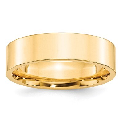 6mm Standard Flat Comfort Fit Band 14k Yellow Gold FLC060 Engravable, MPN: FLC060, 886774479156