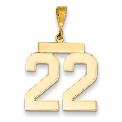 Number 22 Charm 14k Gold Large Polished LP22, MPN: LP22, 883957066660