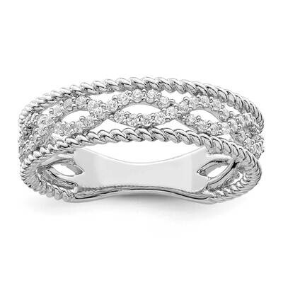 CZ Diamond Band Sterling Silver Rhodium-Plated QR7241-6, MPN: QR7241-6,