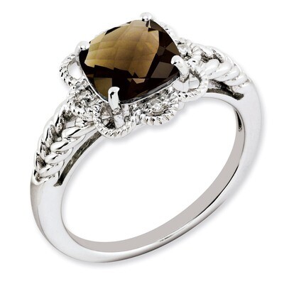 Smoky Quartz &amp; Diamond Ring Sterling Silver QR3217SQ, MPN: QR3217SQ, 883957167206
