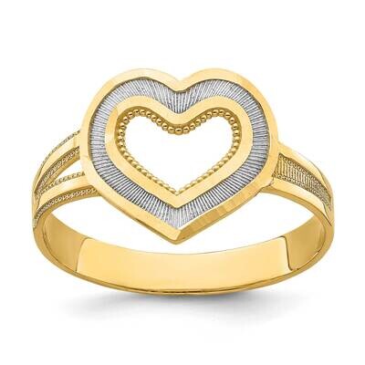 Heart Ring 14k Gold Diamond-cut Rhodium K2077, MPN: K2077, 196904061725