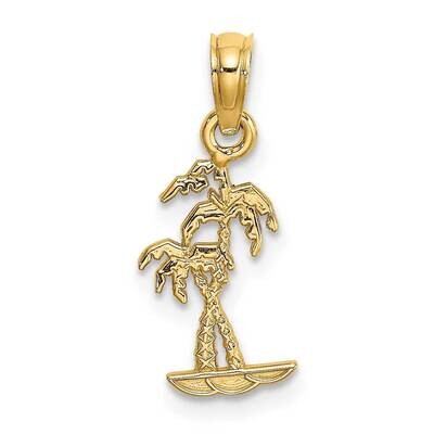 Texture Mini Double Palm Trees Charm 14k Gold K7823, MPN: K7823, 637218040445